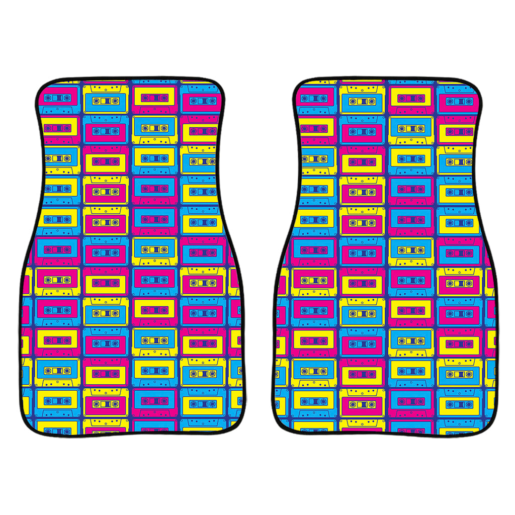 Colorful Cassette Tape Print Front And Back Car Floor Mats/ Front Car Mat