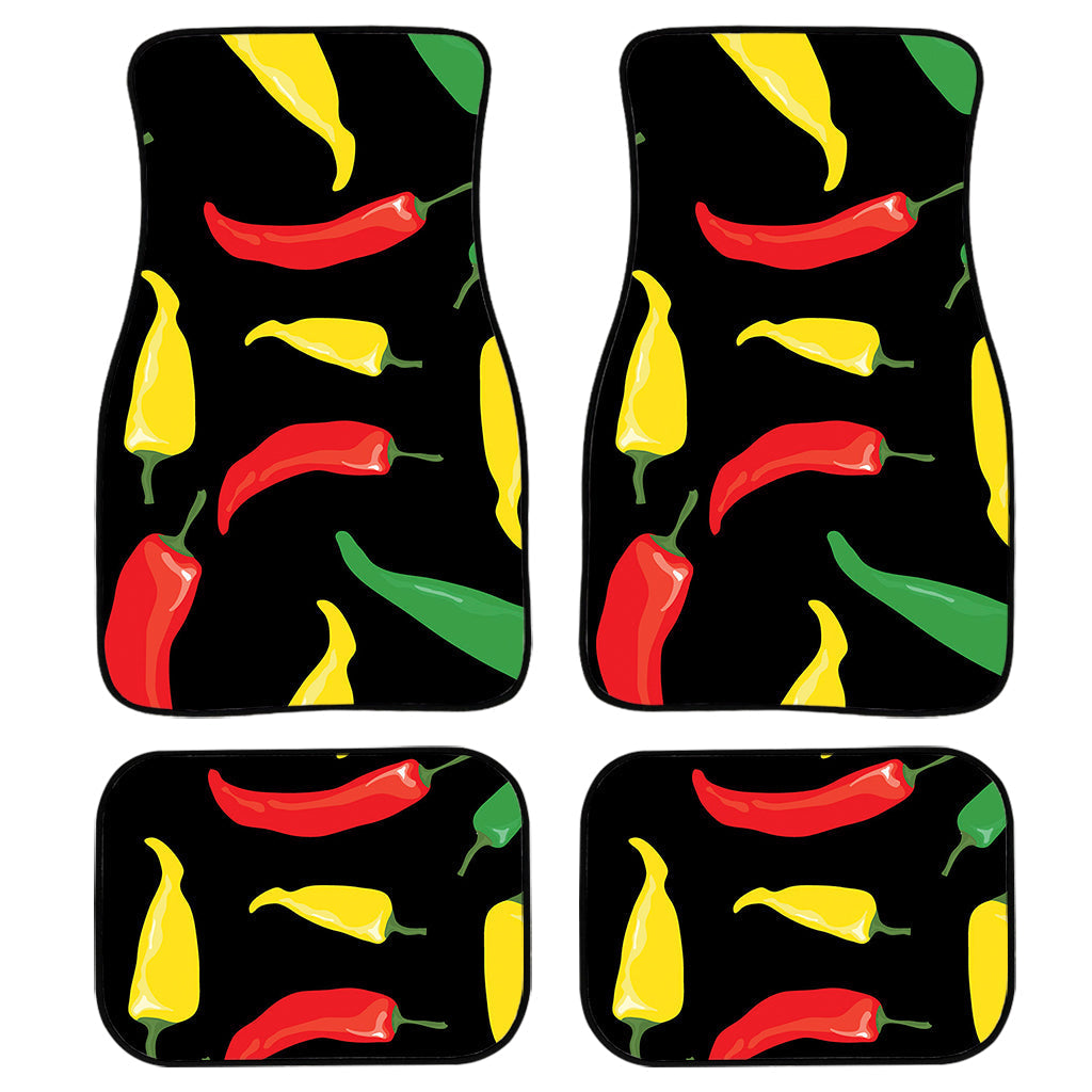 Colorful Chili Peppers Pattern Print Front And Back Car Floor Mats/ Front Car Mat