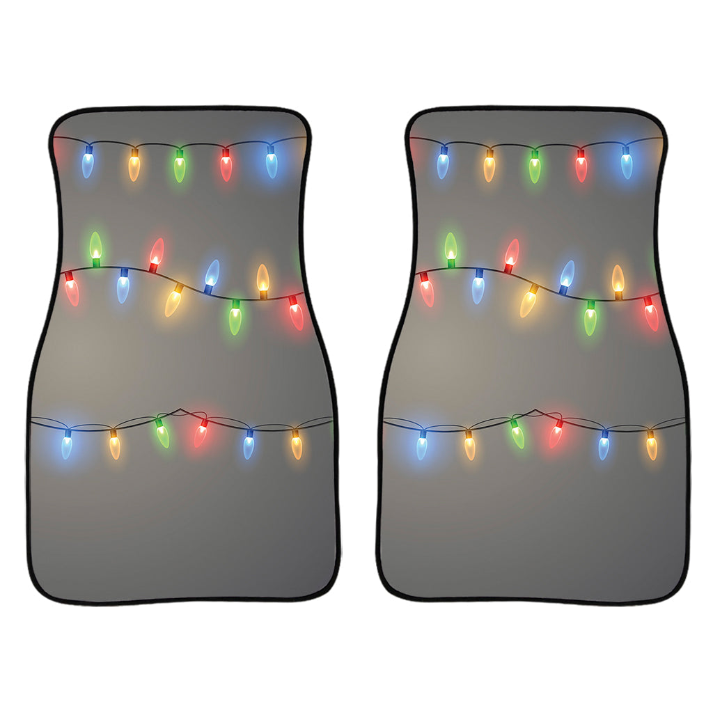 Colorful Christmas String Lights Print Front And Back Car Floor Mats/ Front Car Mat