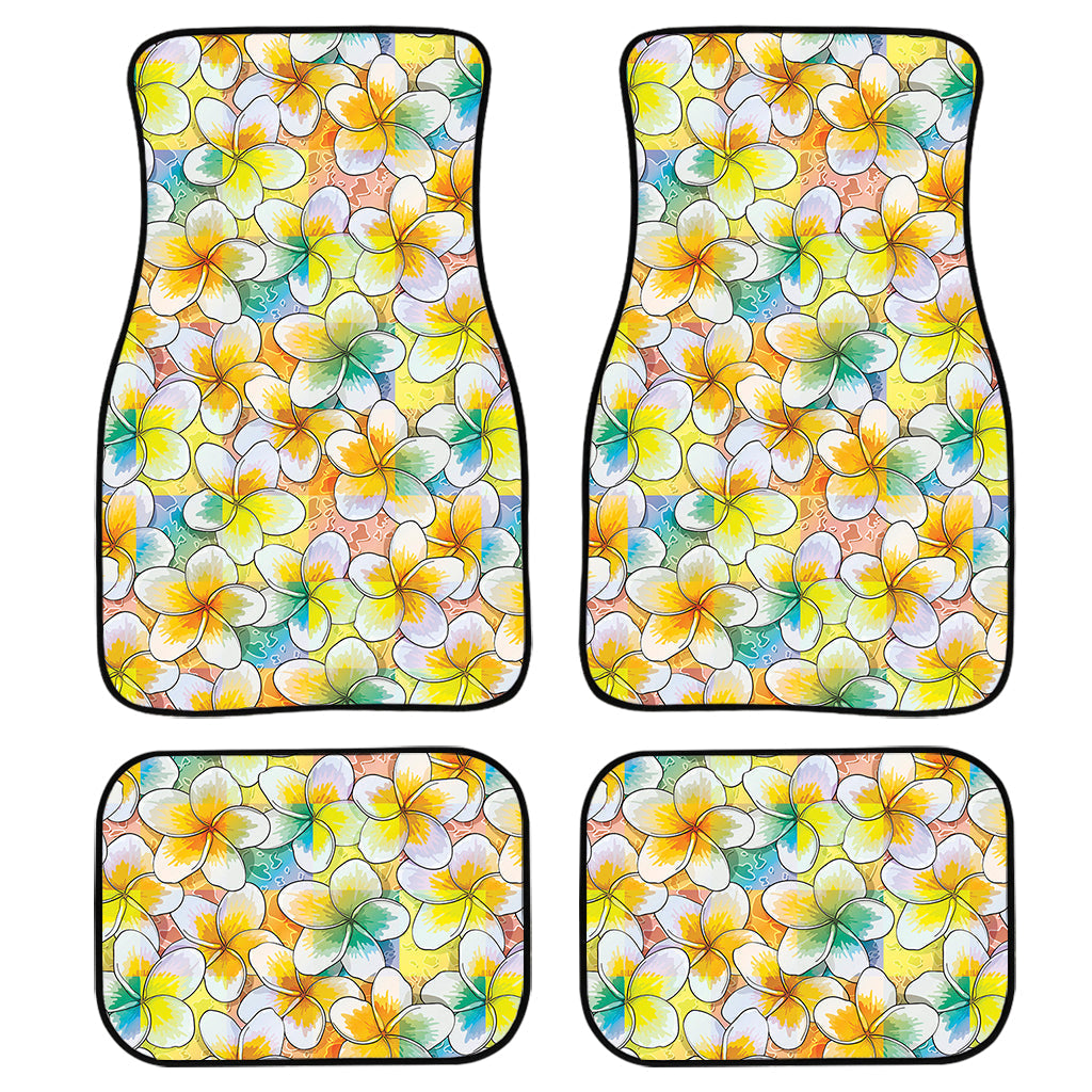 Colorful Frangipani Pattern Print Front And Back Car Floor Mats/ Front Car Mat