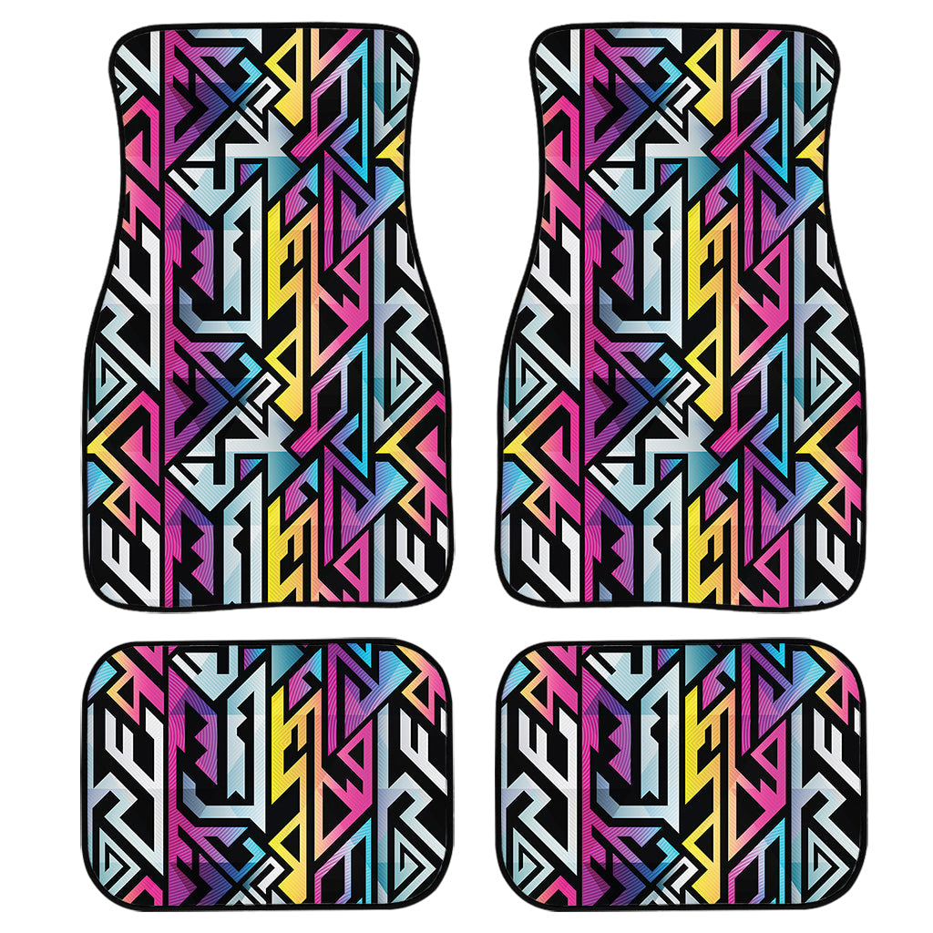 Colorful Geometric Tribal Pattern Print Front And Back Car Floor Mats/ Front Car Mat