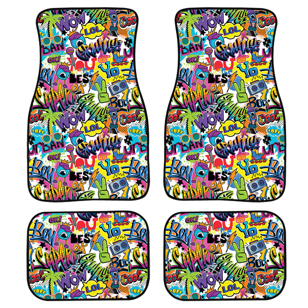 Colorful Graffiti Pattern Print Front And Back Car Floor Mats/ Front Car Mat
