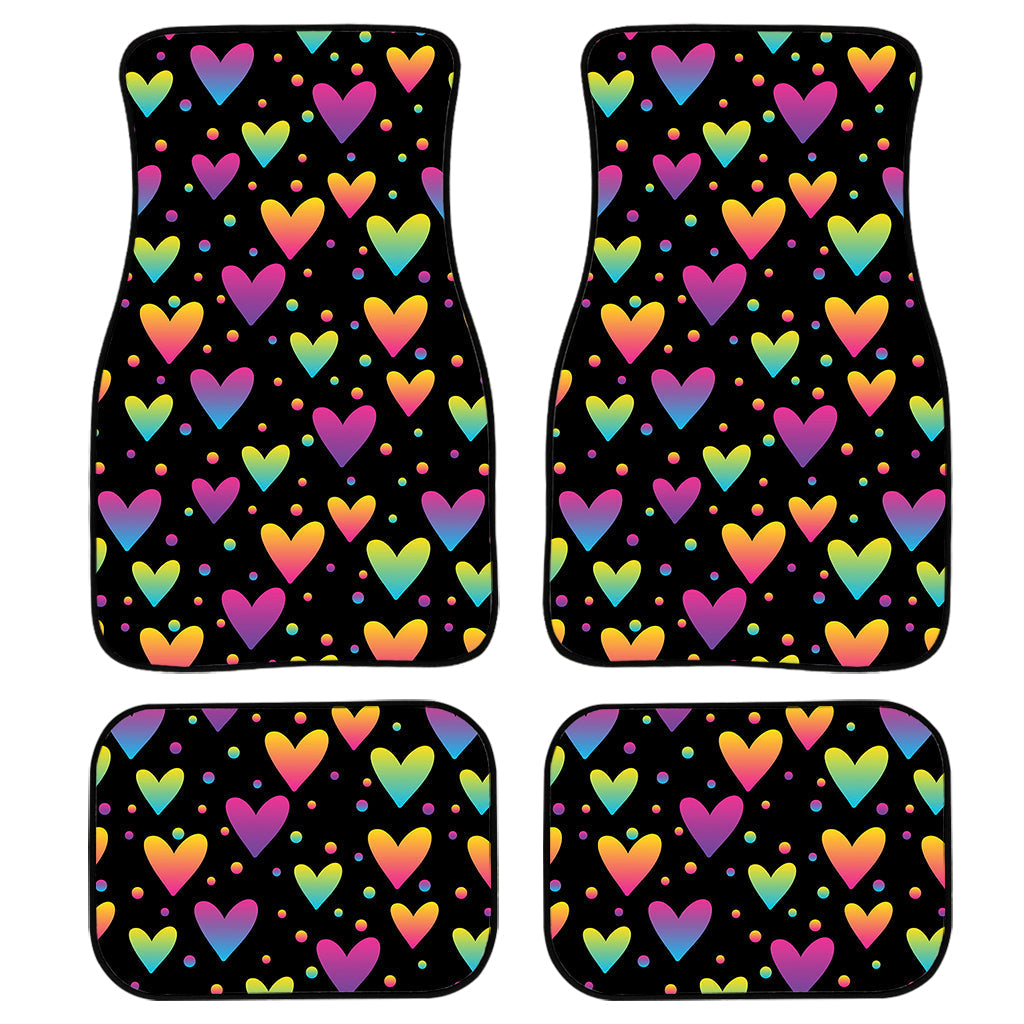 Colorful Heart Pattern Print Front And Back Car Floor Mats/ Front Car Mat