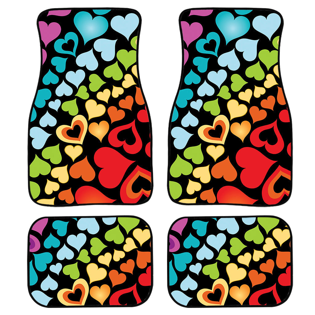 Colorful Heart Wave Pattern Print Front And Back Car Floor Mats/ Front Car Mat