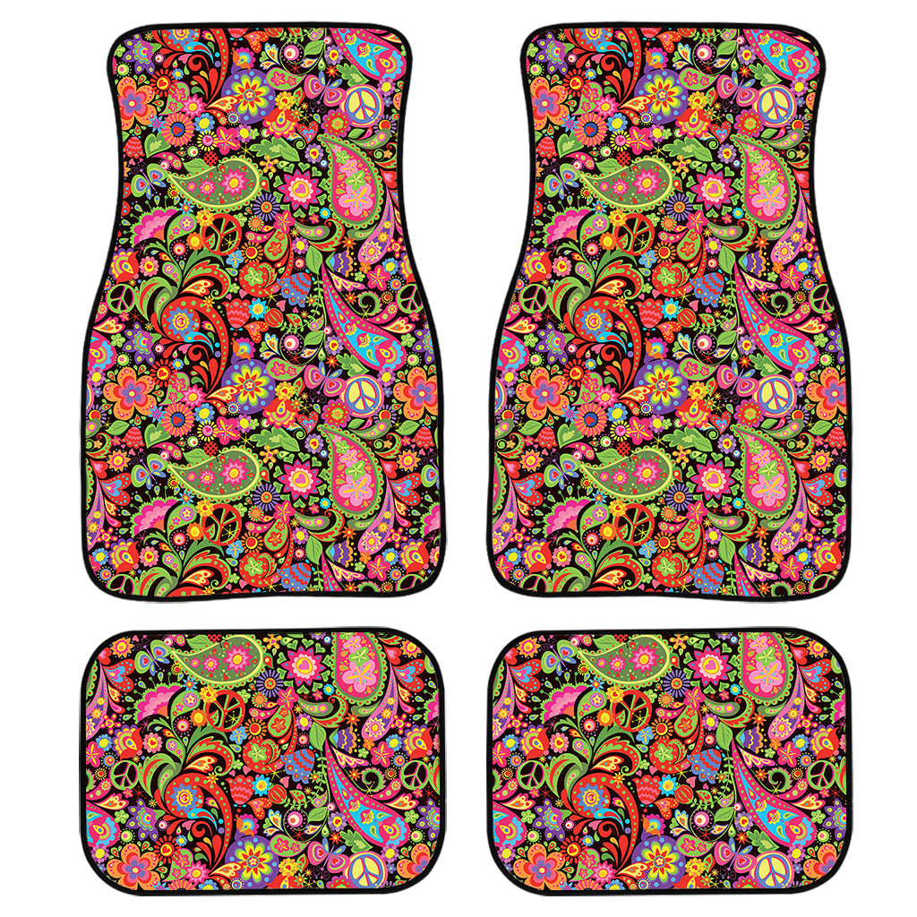 Colorful Hippie Peace Signs Print Front And Back Car Floor Mats/ Front Car Mat