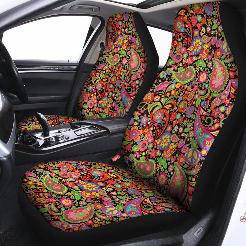 Colorful Hippie Peace Signs Print Universal Fit Car Seat Covers