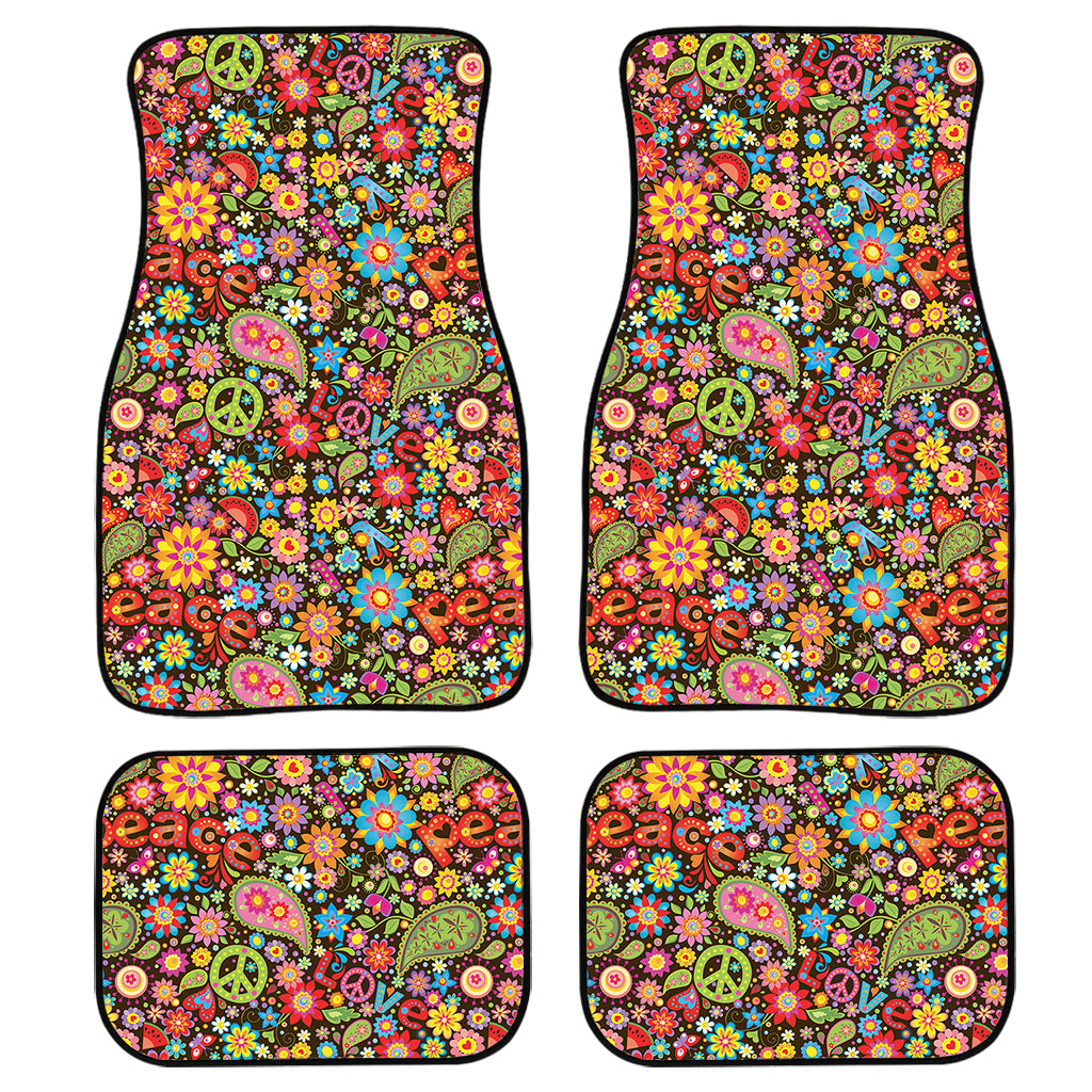 Colorful Hippie Peace Symbols Print Front And Back Car Floor Mats/ Front Car Mat