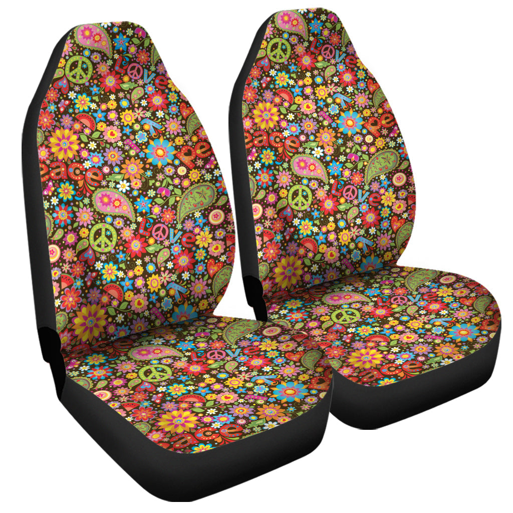 Colorful Hippie Peace Symbols Print Universal Fit Car Seat Covers