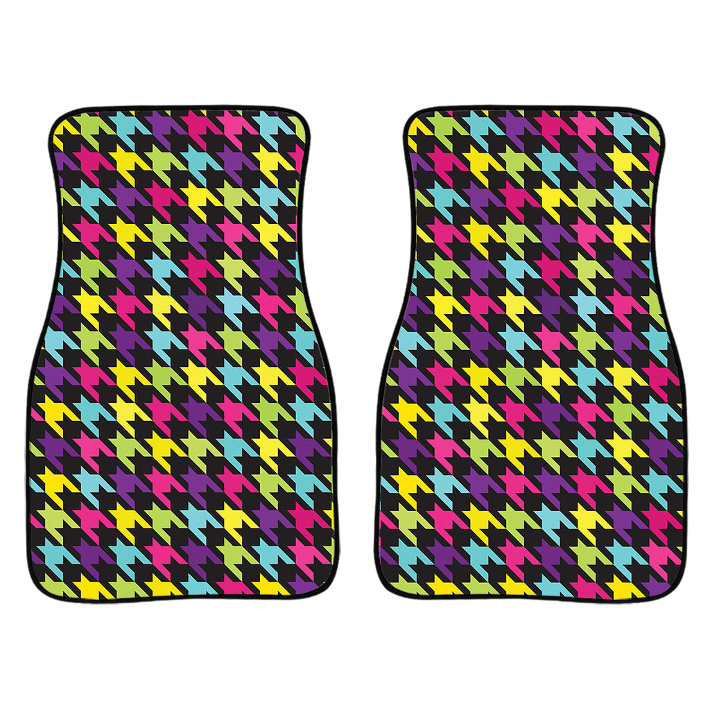 Colorful Houndstooth Pattern Print Front And Back Car Floor Mats/ Front Car Mat