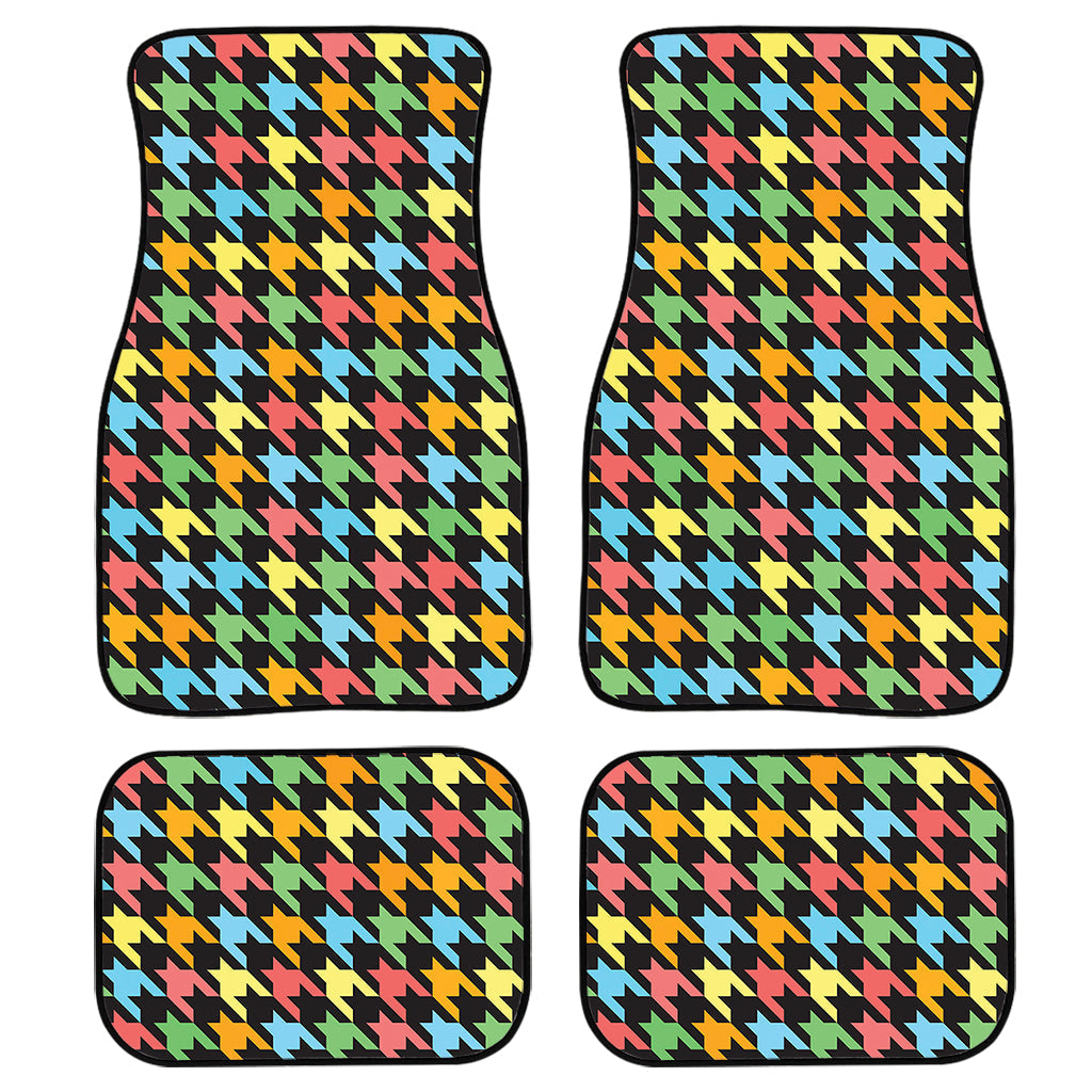 Colorful Houndstooth Print Front And Back Car Floor Mats/ Front Car Mat