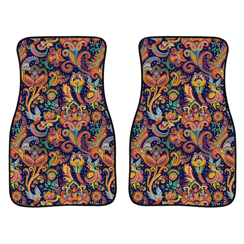 Colorful Indian Paisley Pattern Print Front And Back Car Floor Mats/ Front Car Mat