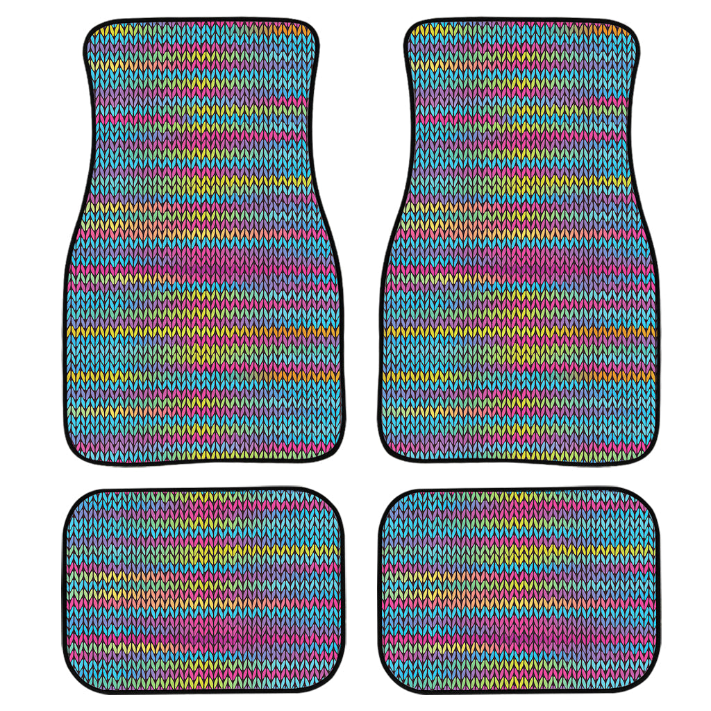 Colorful Knitted Pattern Print Front And Back Car Floor Mats/ Front Car Mat