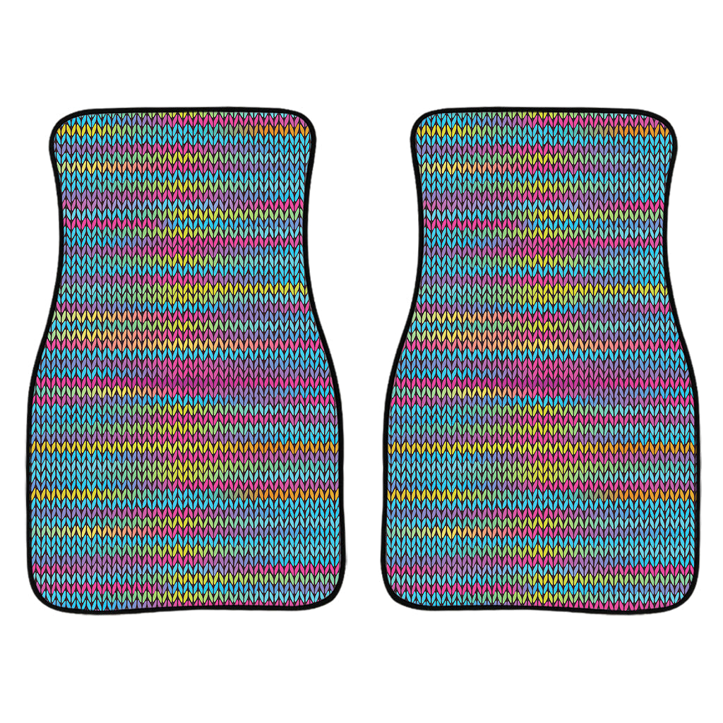 Colorful Knitted Pattern Print Front And Back Car Floor Mats/ Front Car Mat