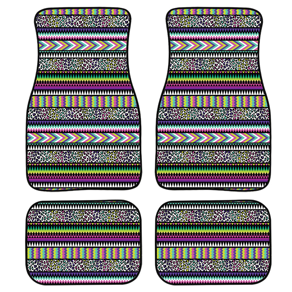 Colorful Leopard Navajo Tribal Print Front And Back Car Floor Mats/ Front Car Mat