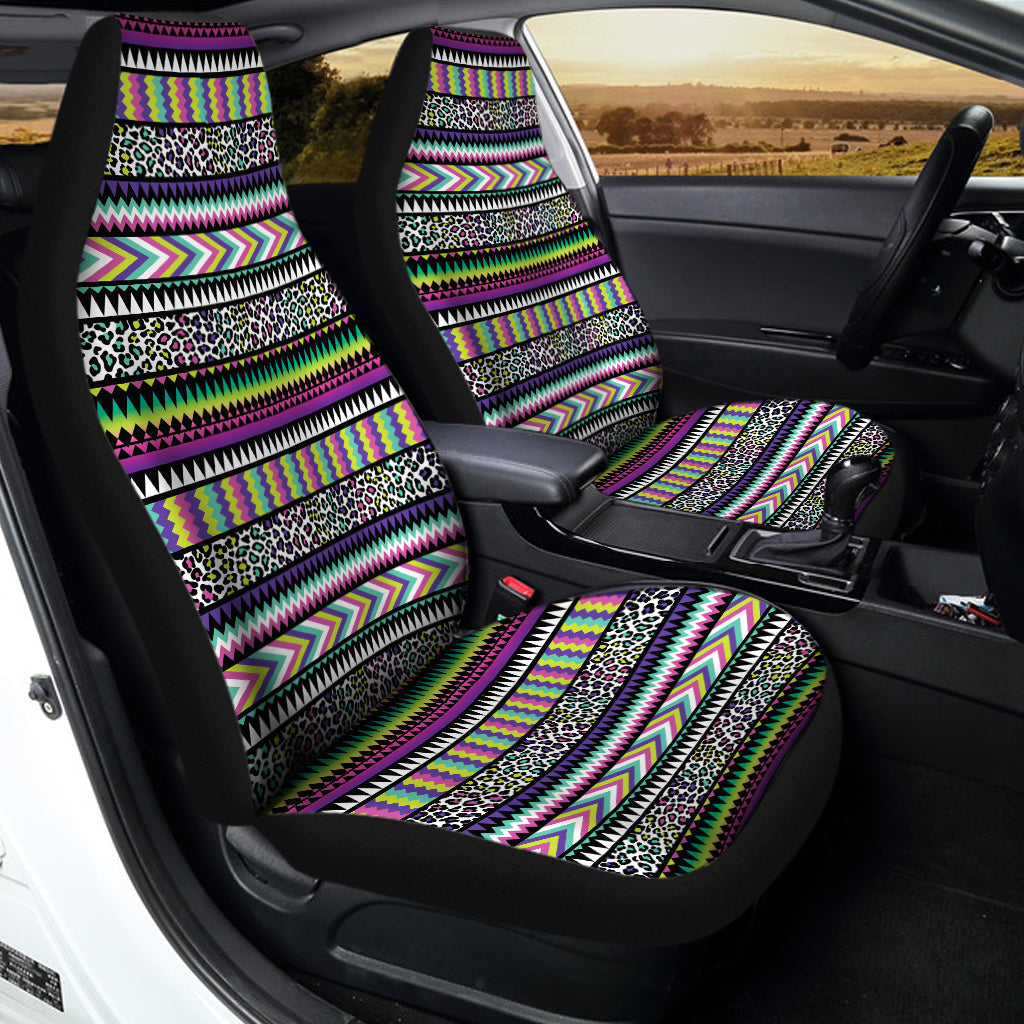 Colorful Leopard Navajo Tribal Print Universal Fit Car Seat Covers