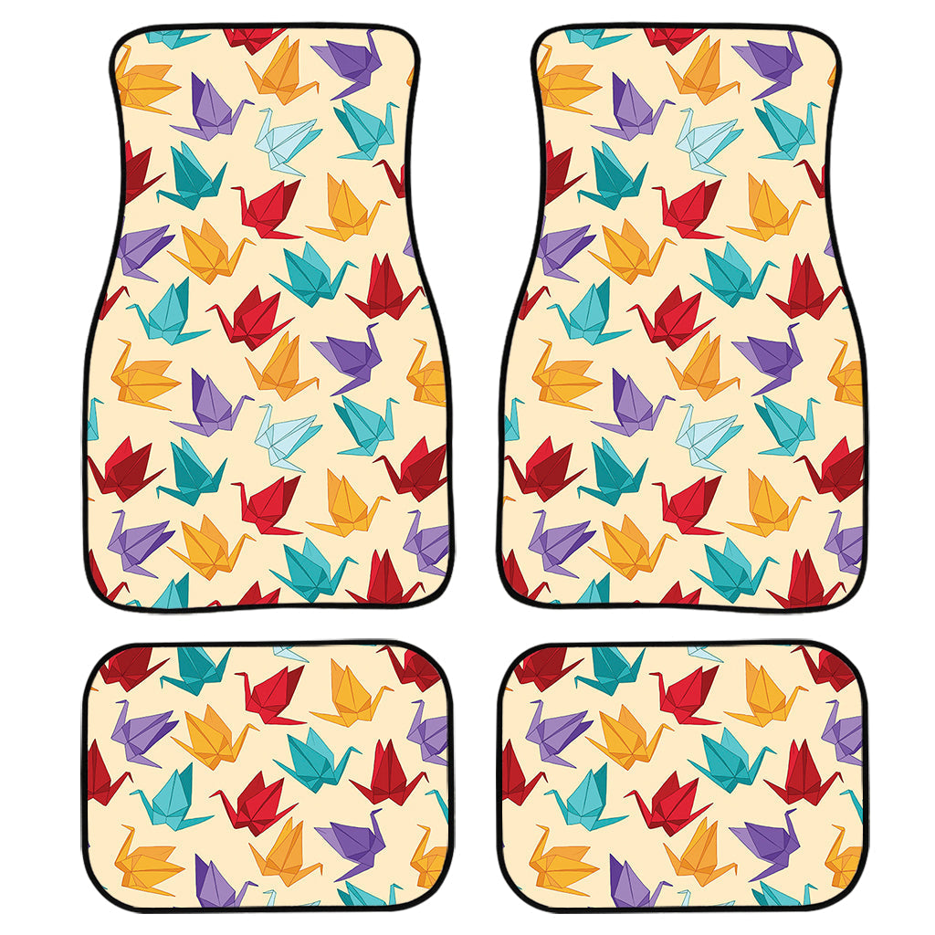 Colorful Origami Crane Pattern Print Front And Back Car Floor Mats/ Front Car Mat