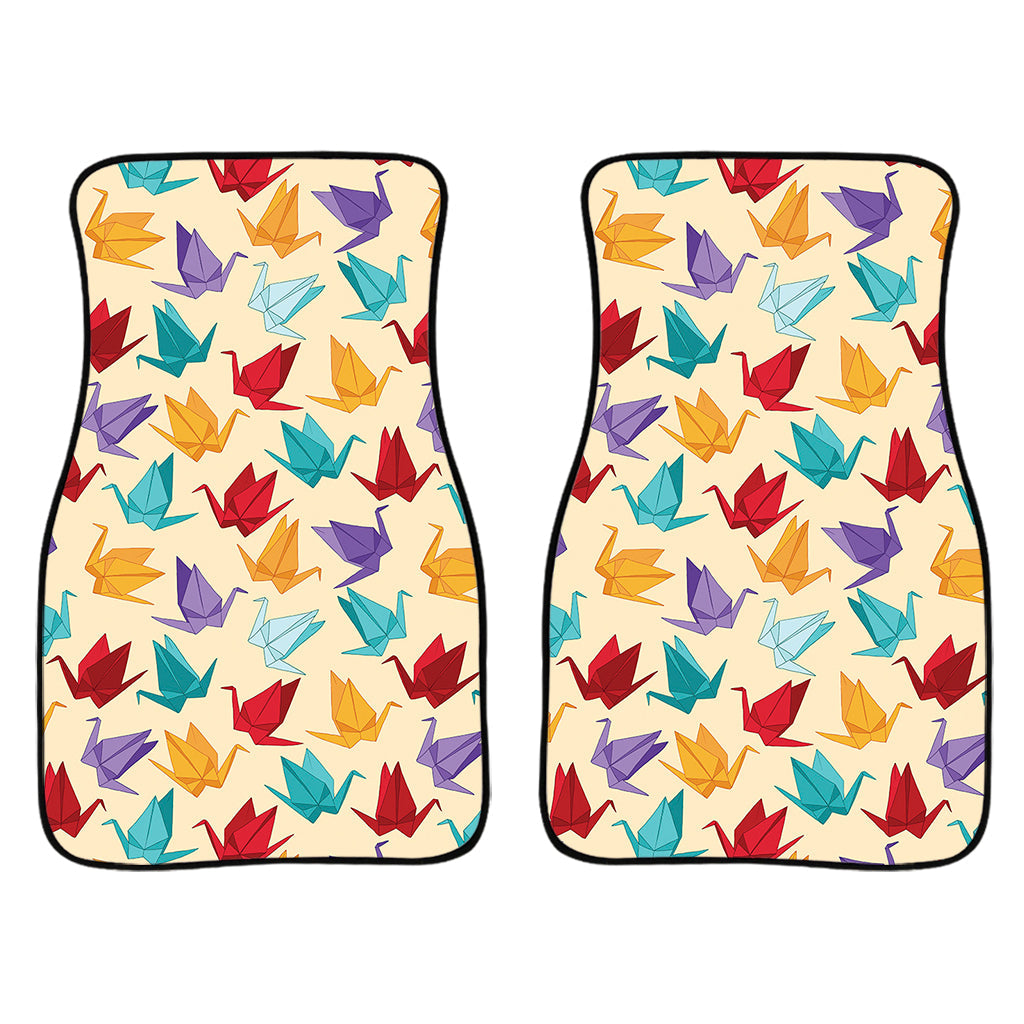 Colorful Origami Crane Pattern Print Front And Back Car Floor Mats/ Front Car Mat