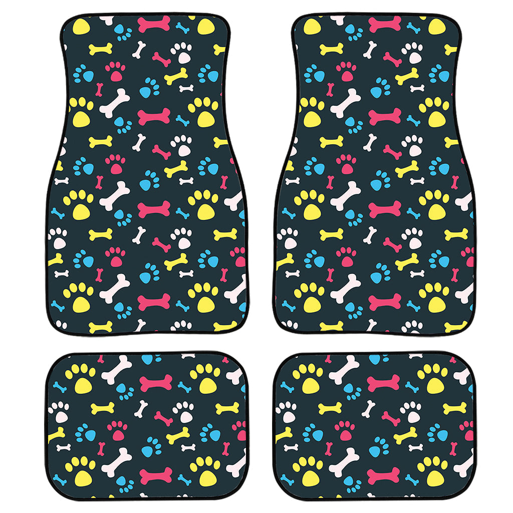 Colorful Paw And Bone Pattern Print Front And Back Car Floor Mats/ Front Car Mat