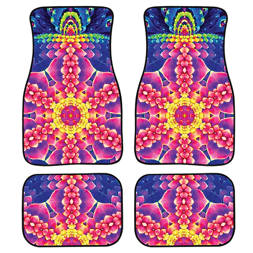 Colorful Psychedelic Kaleidoscope Print Front And Back Car Floor Mats/ Front Car Mat