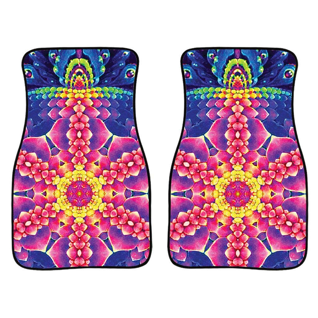Colorful Psychedelic Kaleidoscope Print Front And Back Car Floor Mats/ Front Car Mat
