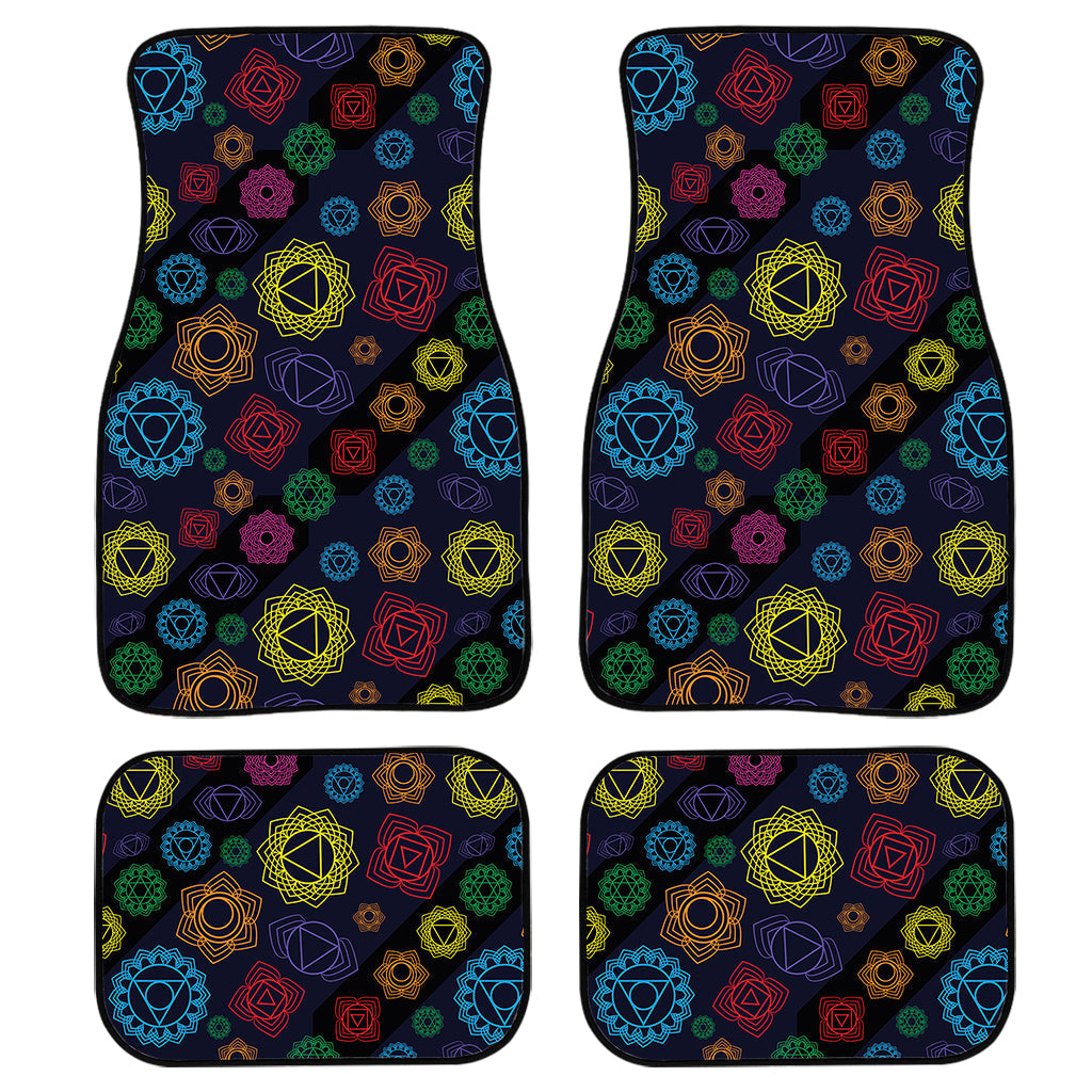 Colorful Seven Chakras Pattern Print Front And Back Car Floor Mats/ Front Car Mat