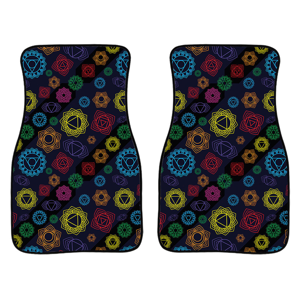 Colorful Seven Chakras Pattern Print Front And Back Car Floor Mats/ Front Car Mat