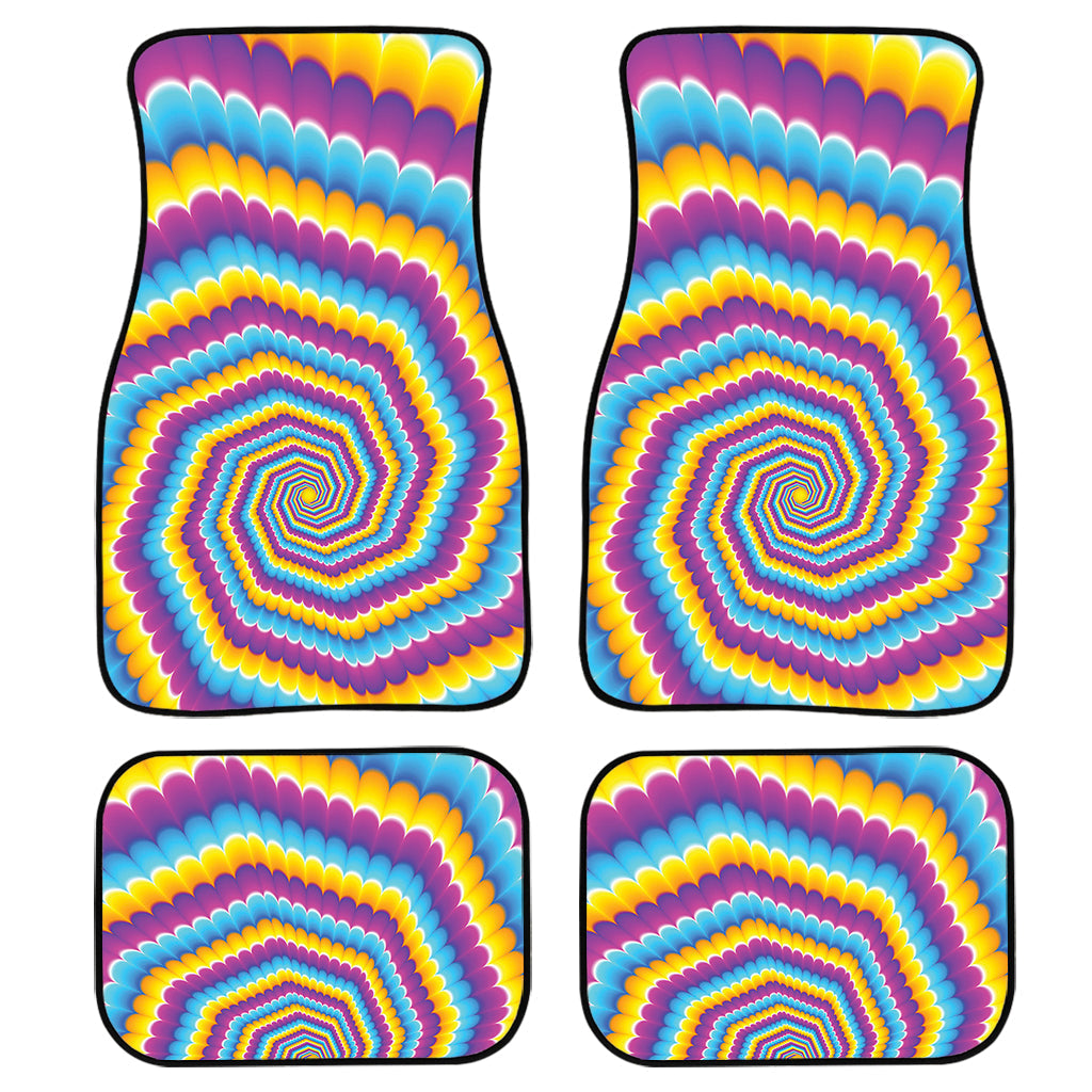 Colorful Spiral Illusion Print Front And Back Car Floor Mats/ Front Car Mat