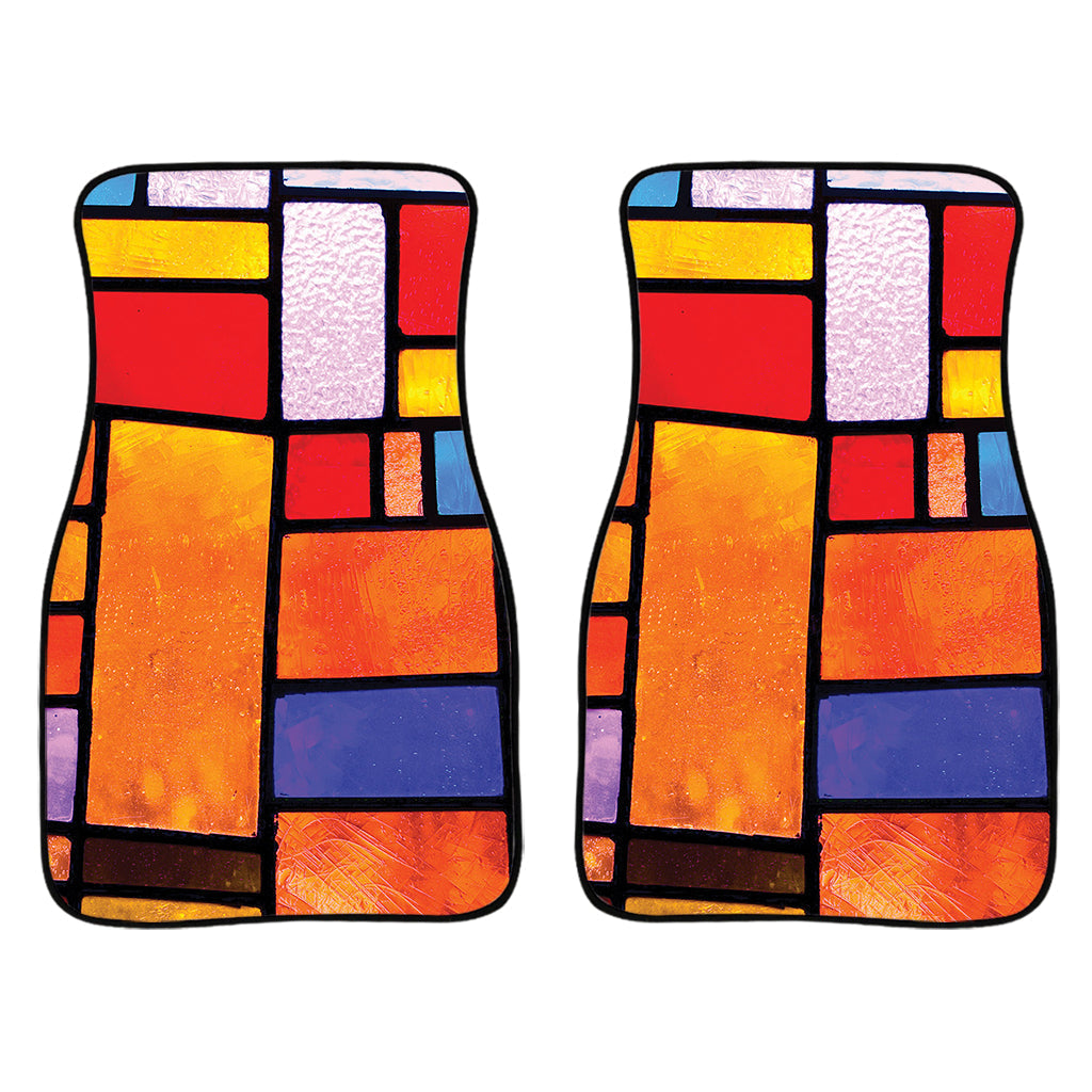 Colorful Stained Glass Mosaic Print Front And Back Car Floor Mats/ Front Car Mat