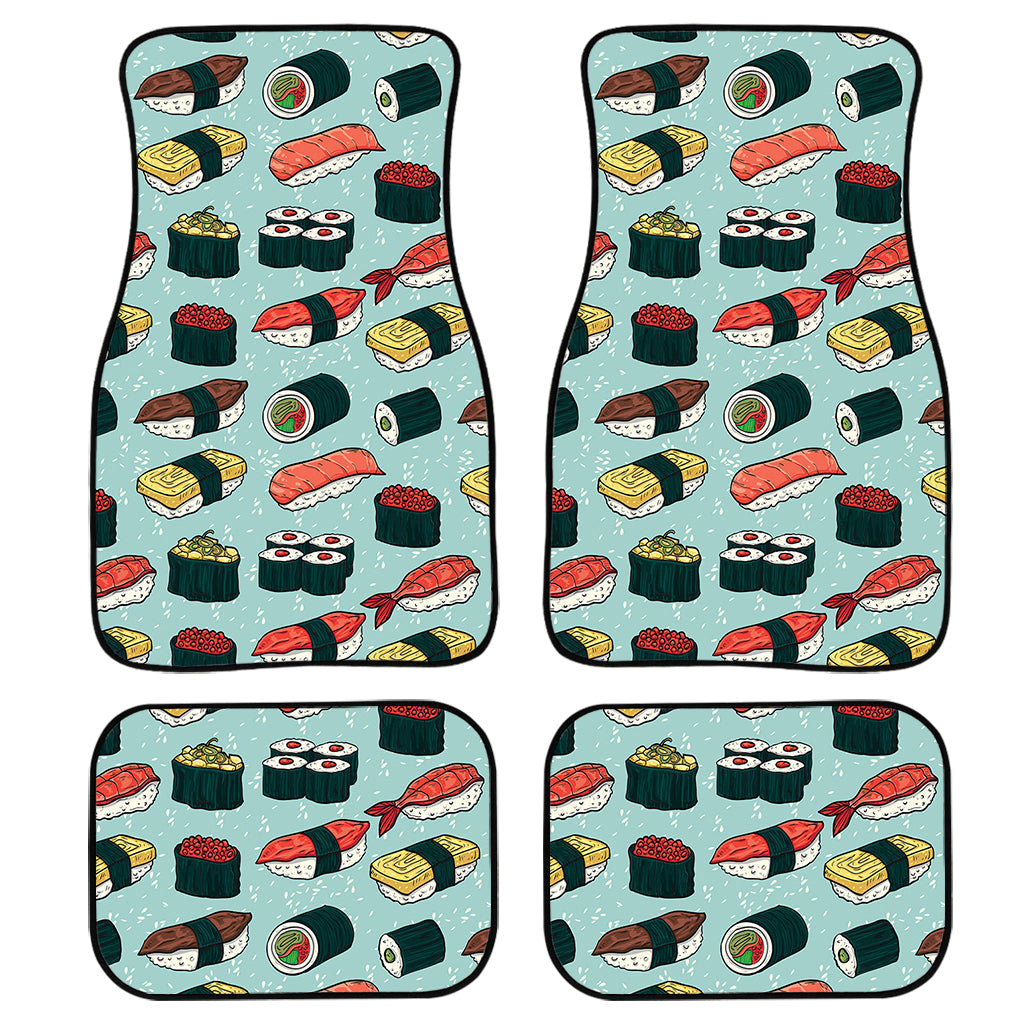 Colorful Sushi And Rolls Pattern Print Front And Back Car Floor Mats/ Front Car Mat