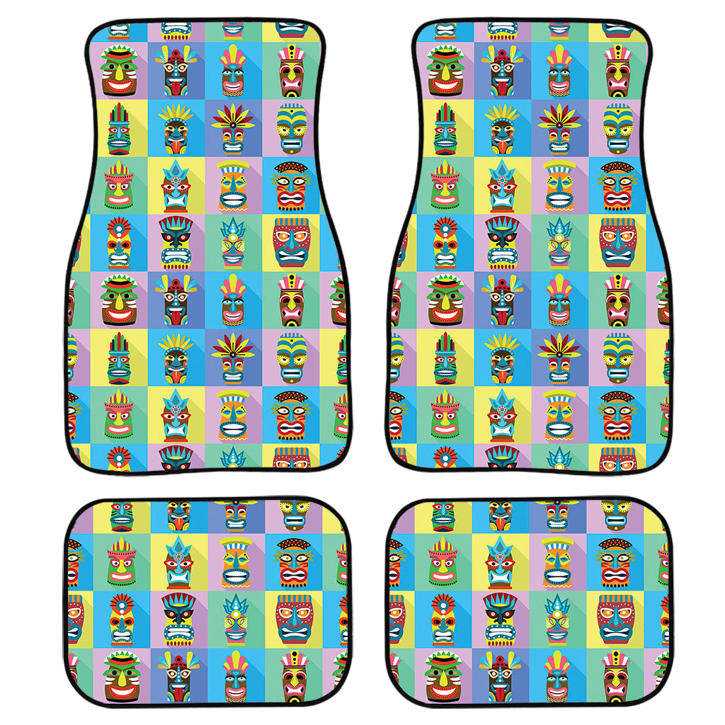 Colorful Tiki Pattern Print Front And Back Car Floor Mats/ Front Car Mat