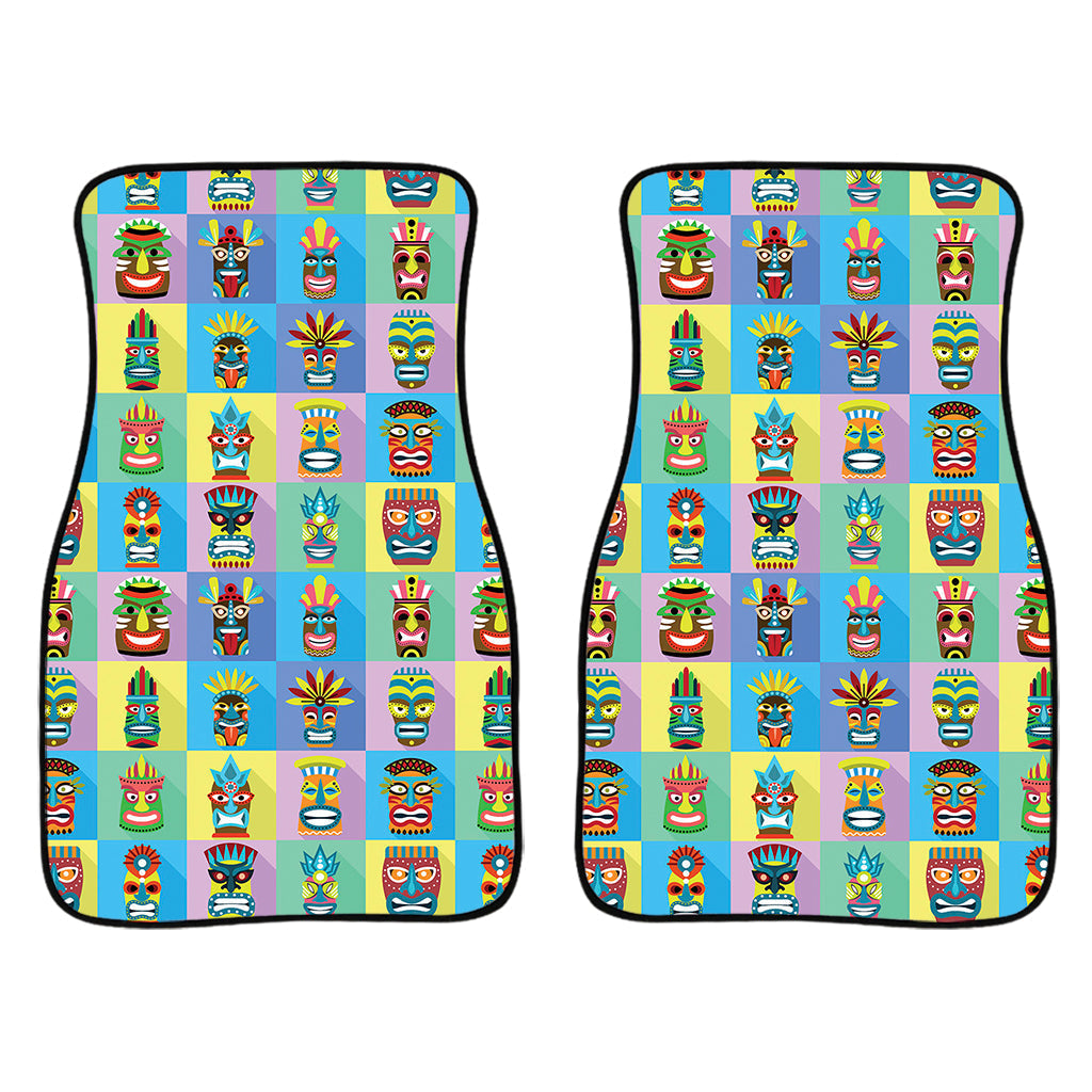 Colorful Tiki Pattern Print Front And Back Car Floor Mats/ Front Car Mat
