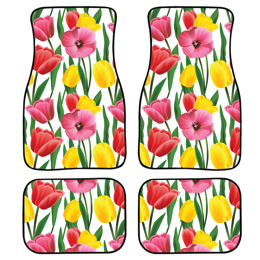 Colorful Tulip Pattern Print Front And Back Car Floor Mats/ Front Car Mat