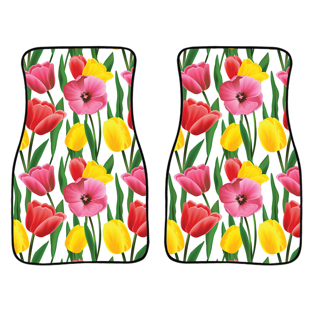 Colorful Tulip Pattern Print Front And Back Car Floor Mats/ Front Car Mat