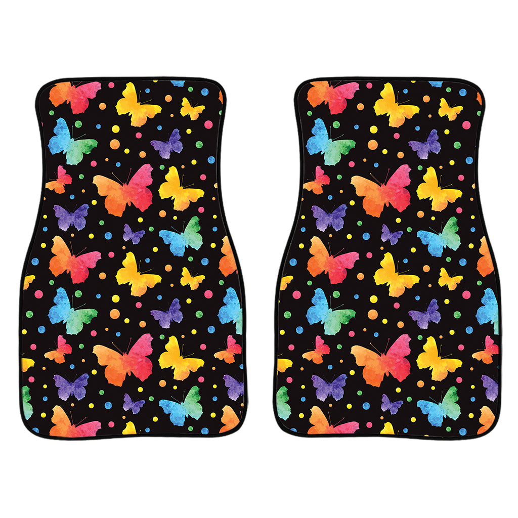 Colorful Watercolor Butterfly Print Front And Back Car Floor Mats/ Front Car Mat