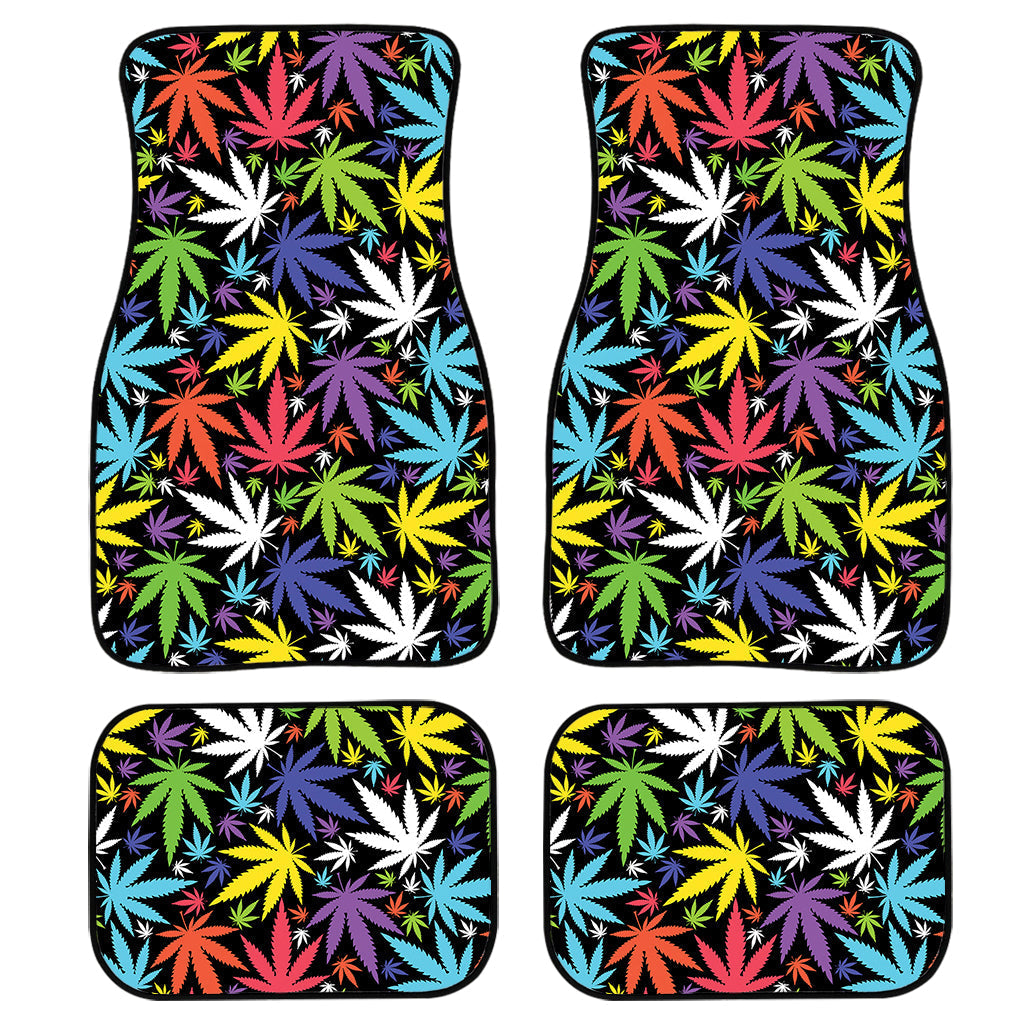 Colorful Weed Leaf Pattern Print Front And Back Car Floor Mats/ Front Car Mat