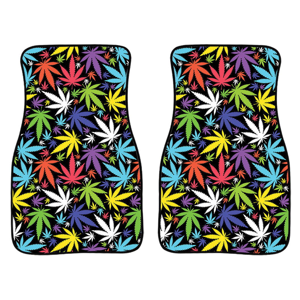 Colorful Weed Leaf Pattern Print Front And Back Car Floor Mats/ Front Car Mat