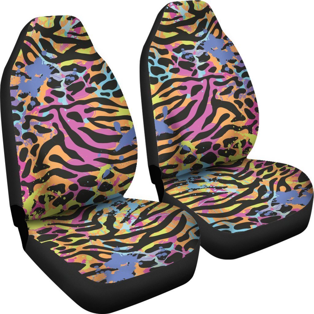 Colorful Zebra Leopard Pattern Print Universal Fit Car Seat Covers