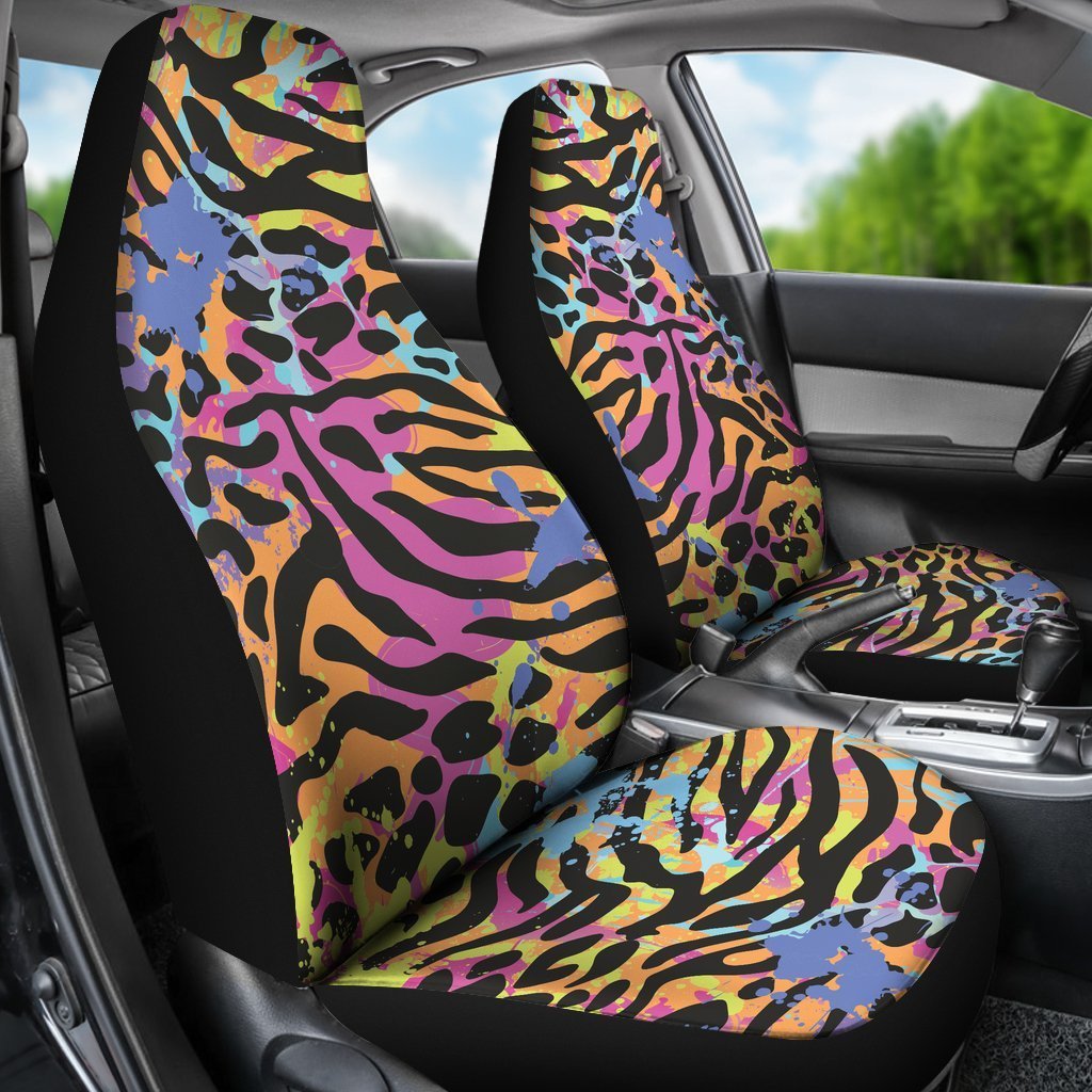 Colorful Zebra Leopard Pattern Print Universal Fit Car Seat Covers