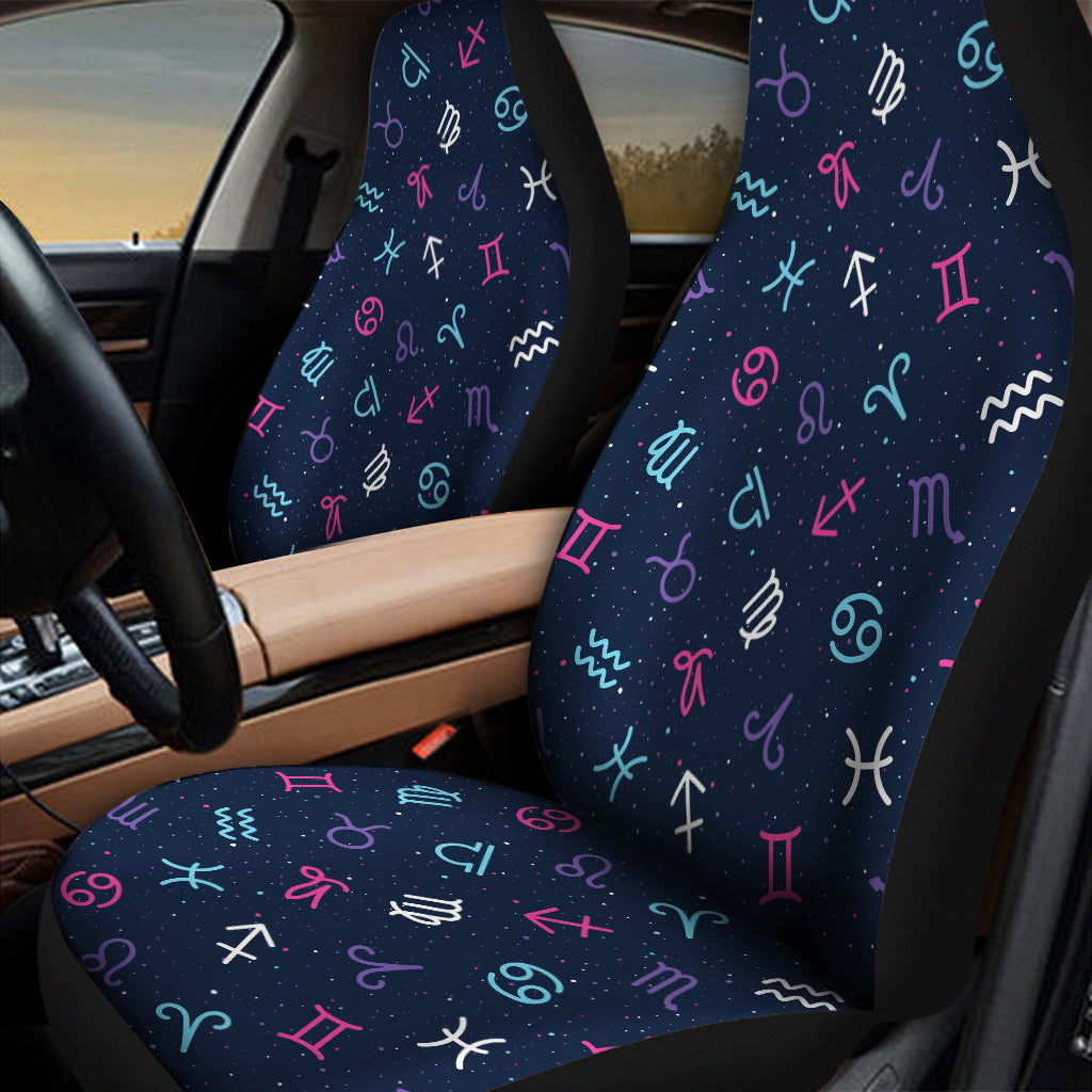 Colorful Zodiac Symbols Pattern Print Universal Fit Car Seat Covers