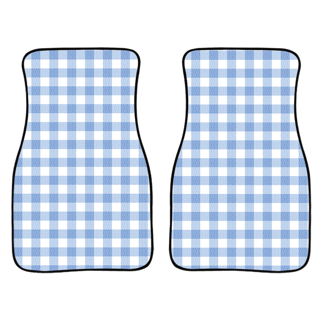 Cornflower Blue And White Gingham Print Front And Back Car Floor Mats/ Front Car Mat