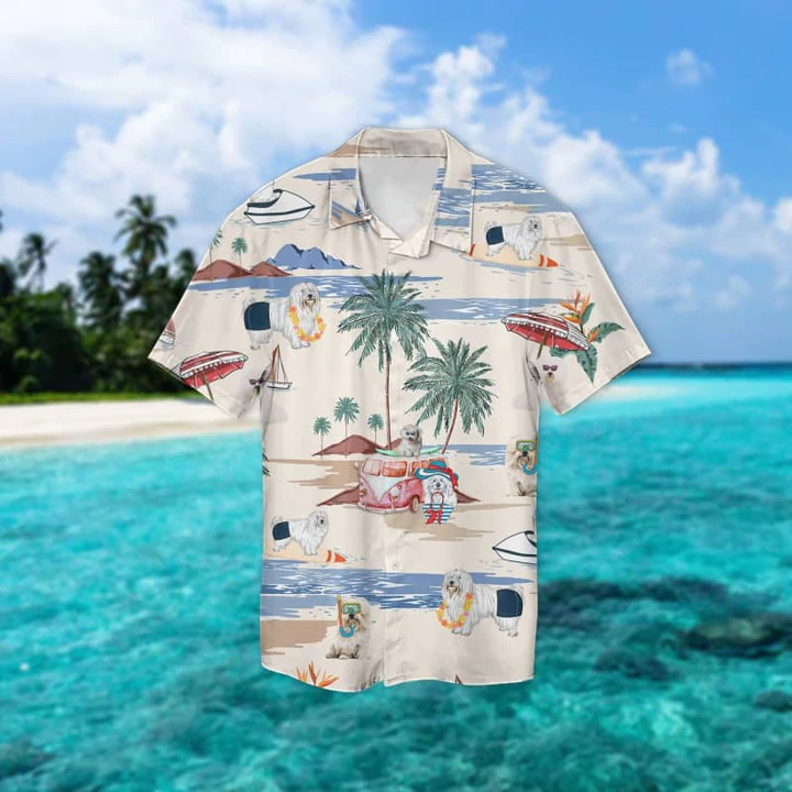 Coton De Tulear Summer Beach Hawaiian Shirt/ Hawaiian Shirts for Men Short Sleeve Aloha Beach Shirt