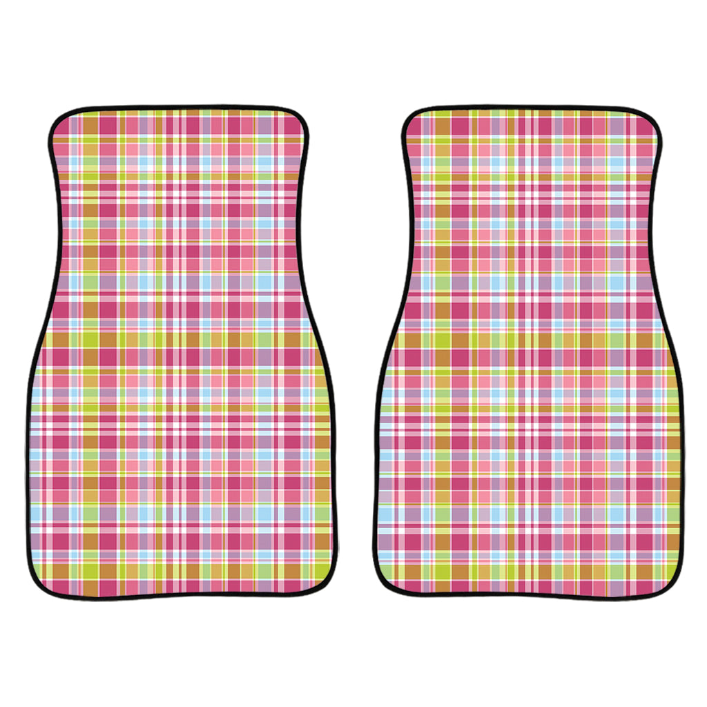 Cotton Candy Pastel Plaid Pattern Print Front And Back Car Floor Mats/ Front Car Mat
