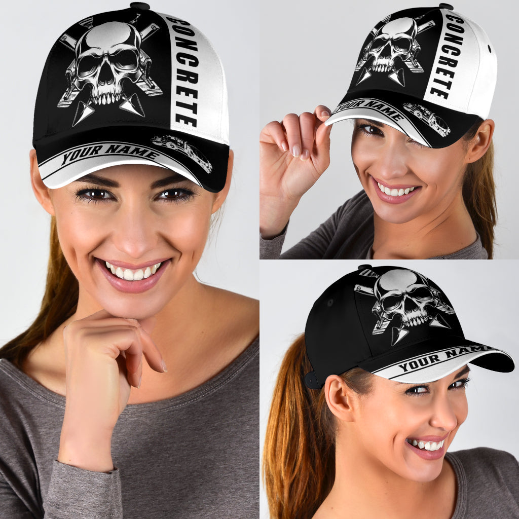 Personalized Concrete Finisher Equipment Skull 3D Full Print Baseball Cap Classic Cap Hat For Men And Women