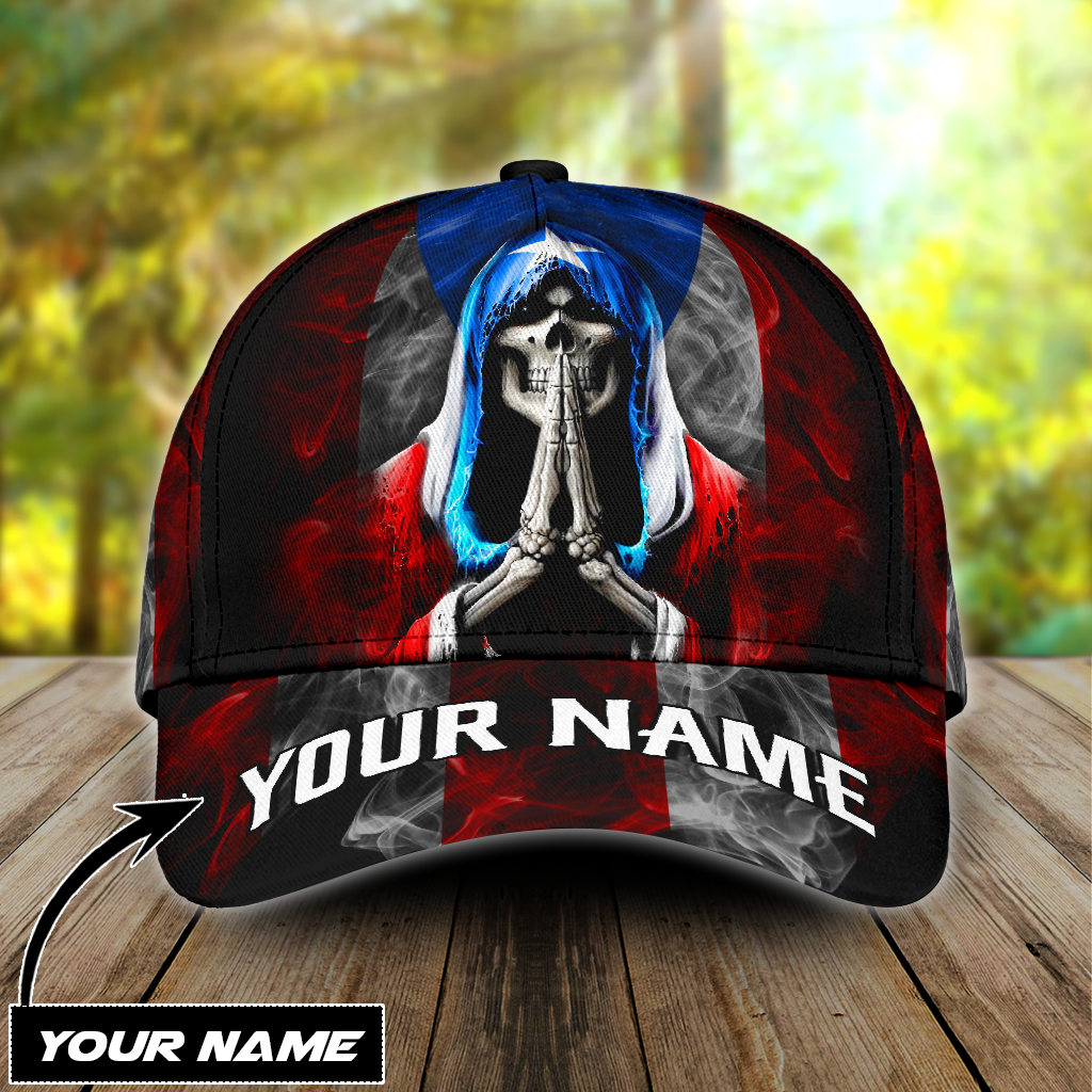 Personalized With Name Puerto Rico Cap/ Puerto Rican Cap Hat For Men And Women/ Skull Puerto Rico Cap Hat