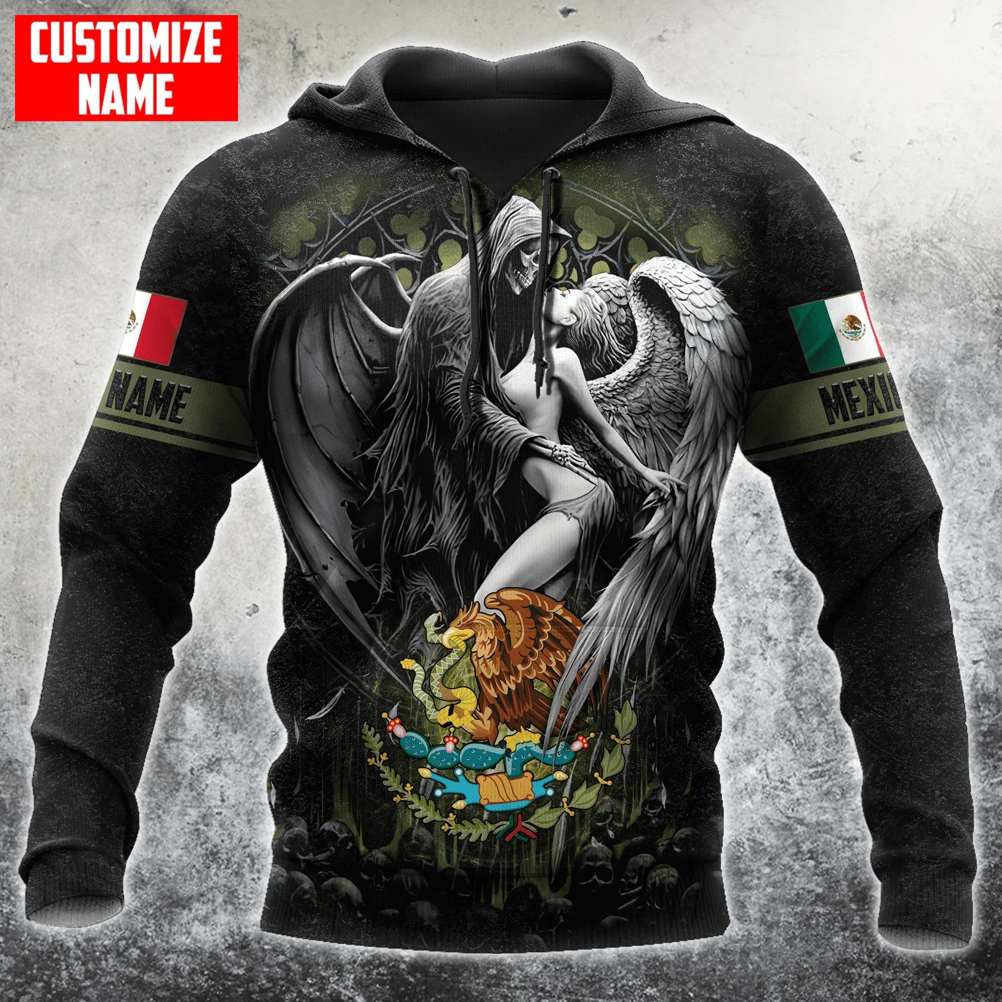 Personalized Azteca Mexicano Hoodie/ 3D All Over Printed Mexicano Hoodie/ Aztec 3D Hoodies For Him