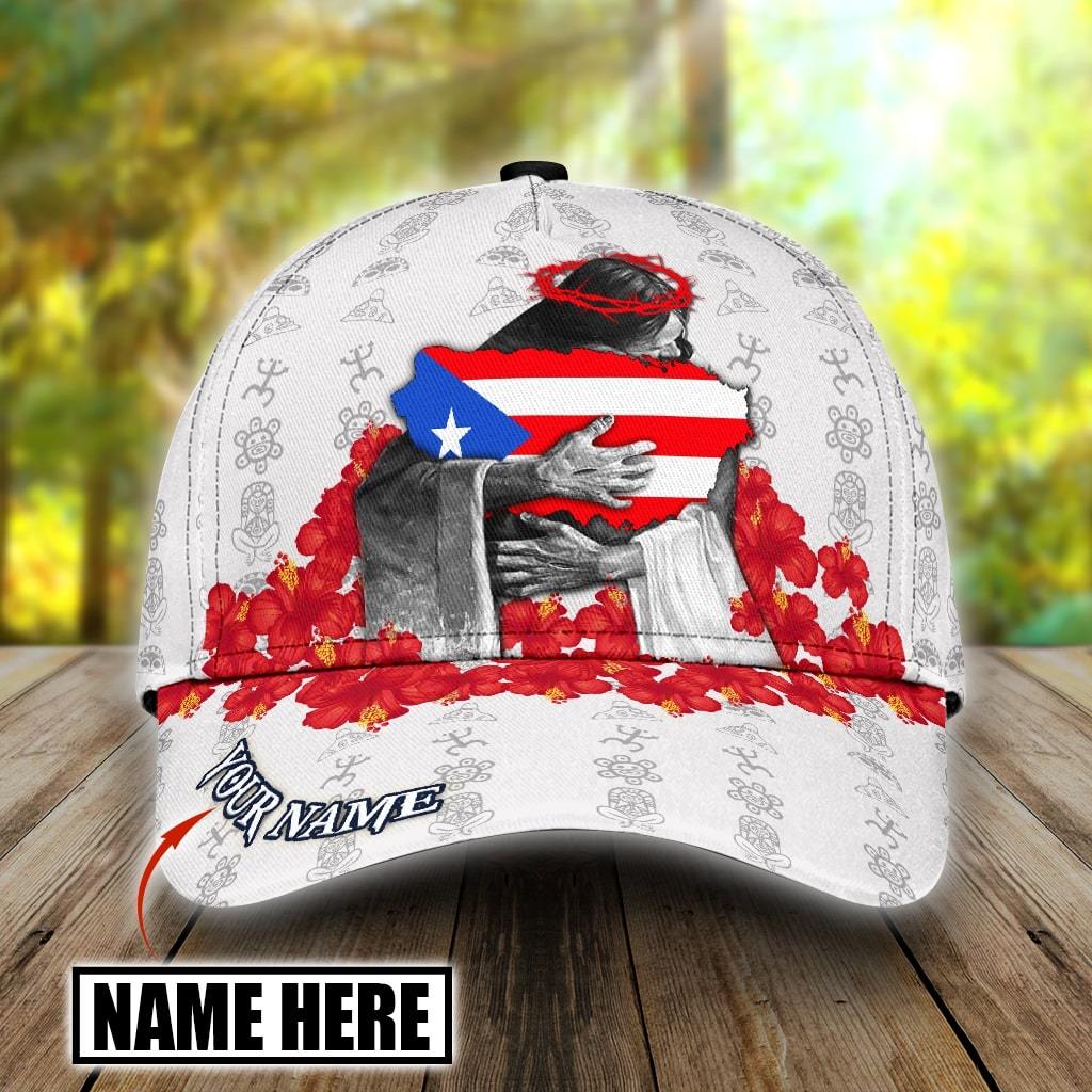 Customize Name Puerto Rico Classic Cap/ Hibiscus Puerto Rican Cap Hat/ Puerto Rico Gifts