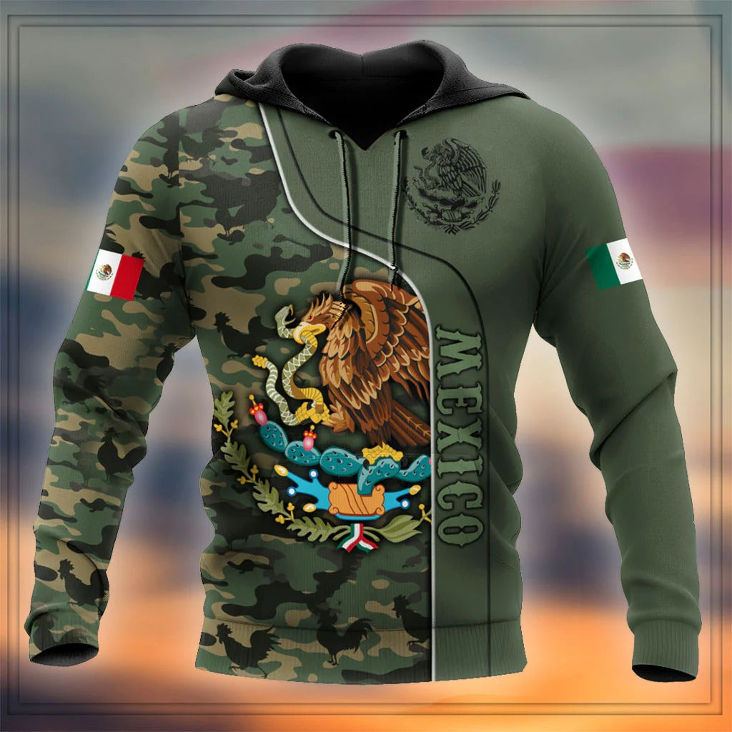 Personalized Name Mexico Camo Unisex Hoodie/ Mexican Camo Eagle Hoodies/ Mexico Hoodie