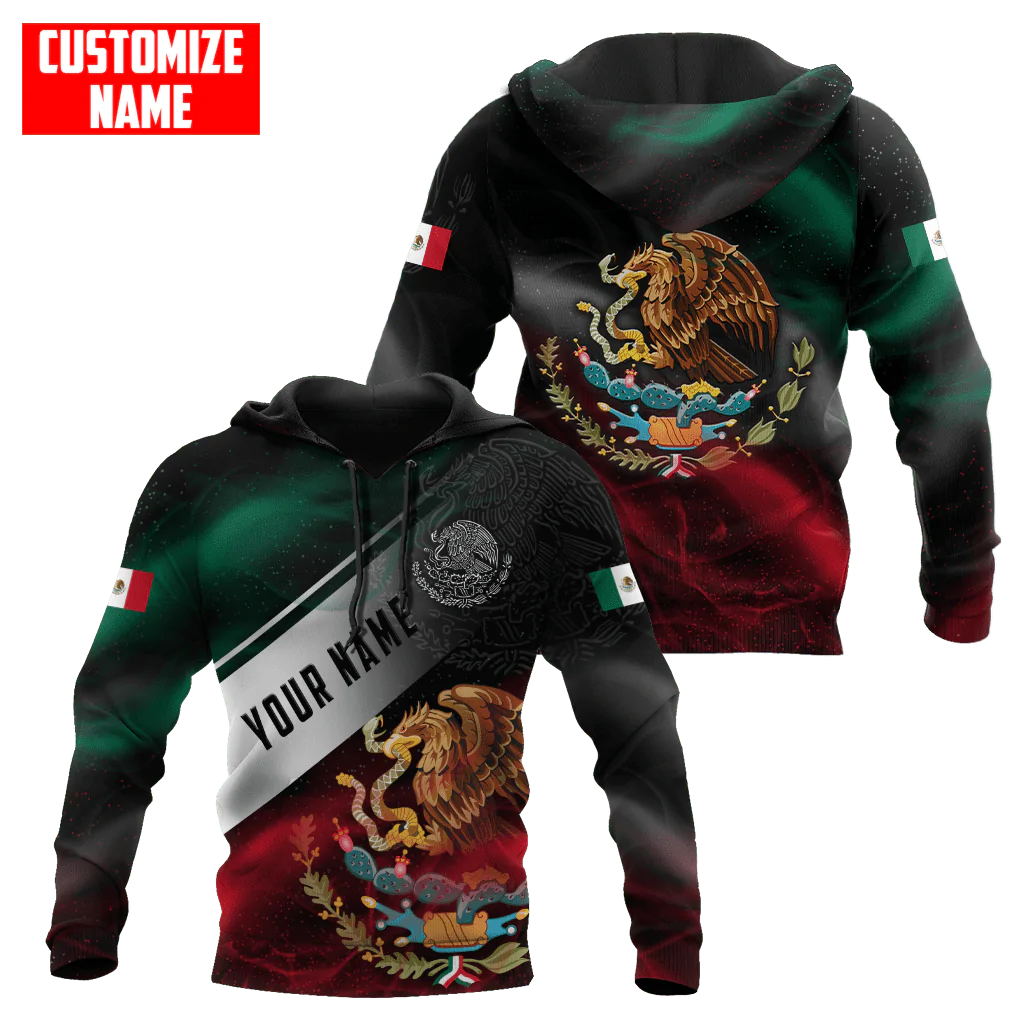 Personalized 3D All Over Print Mexico Hoodie/ Eagle Snake On Mexican Hoodie/ Mexican Hoodie