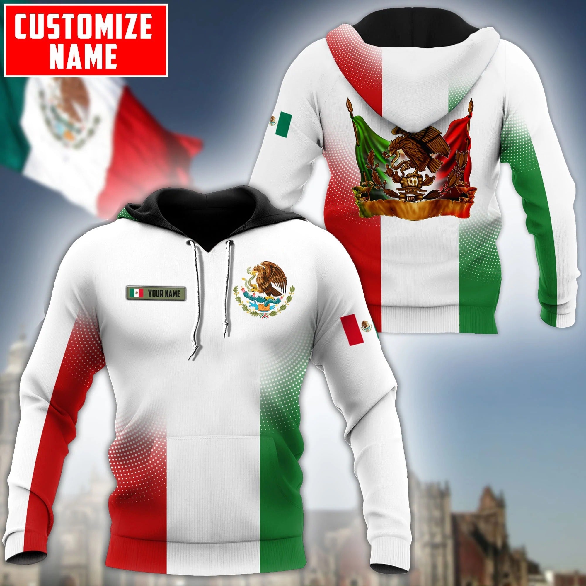 Personalized Name Mexico All Over Printed Unisex Hoodie/ Mexico Men