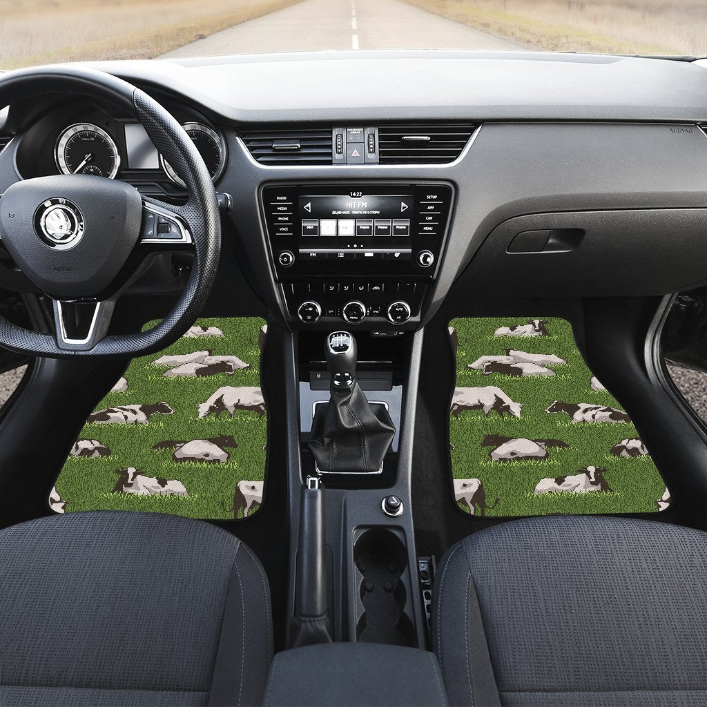 Cow On Green Grass Pattern Print Front And Back Car Floor Mats/ Front Car Mat